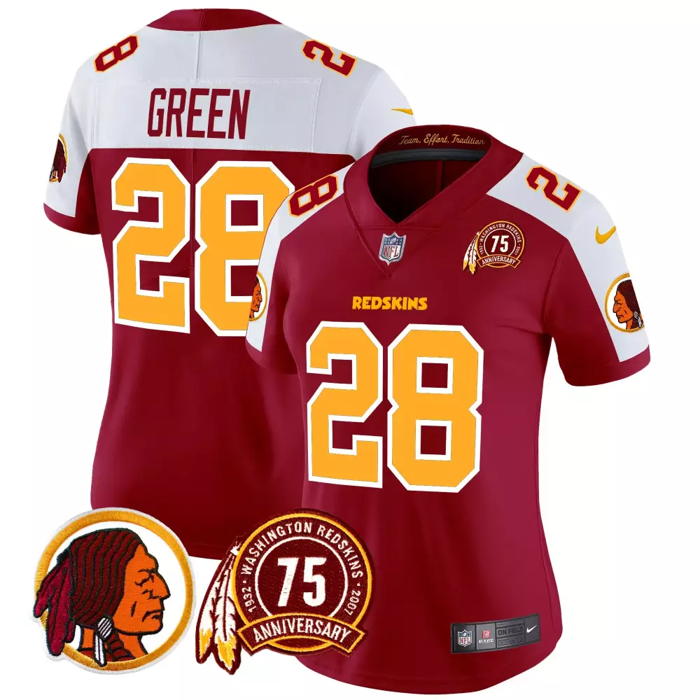 darrell green burgundy alternate womens washington redskins 75th patch vapor limited jersey all stitched