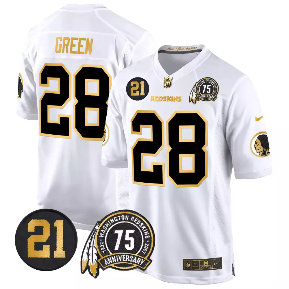 darrell green white gold mens washington redskins 75th sean taylor patch gold game jersey all stitched