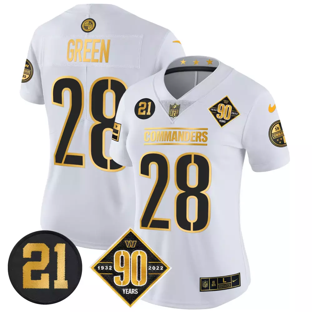 Darrell Green White Gold Commanders 90th Anniversary Jersey | Stitched Vapor Design | Limited Edition Fan Gear for Men, Women & Youth
