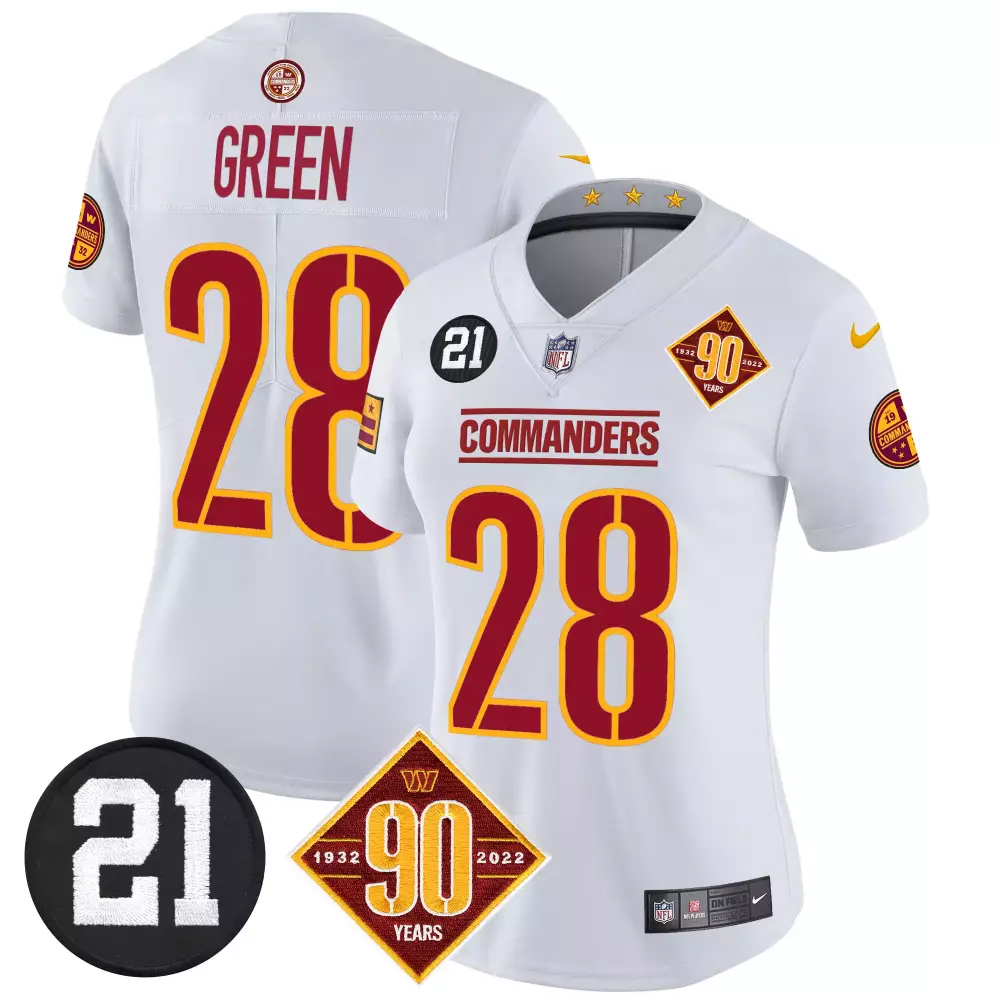 Darrell Green Washington Commanders 90th Anniversary Sean Taylor Patch Vapor Limited Jersey | White | Limited Edition Fan Gear | For Women