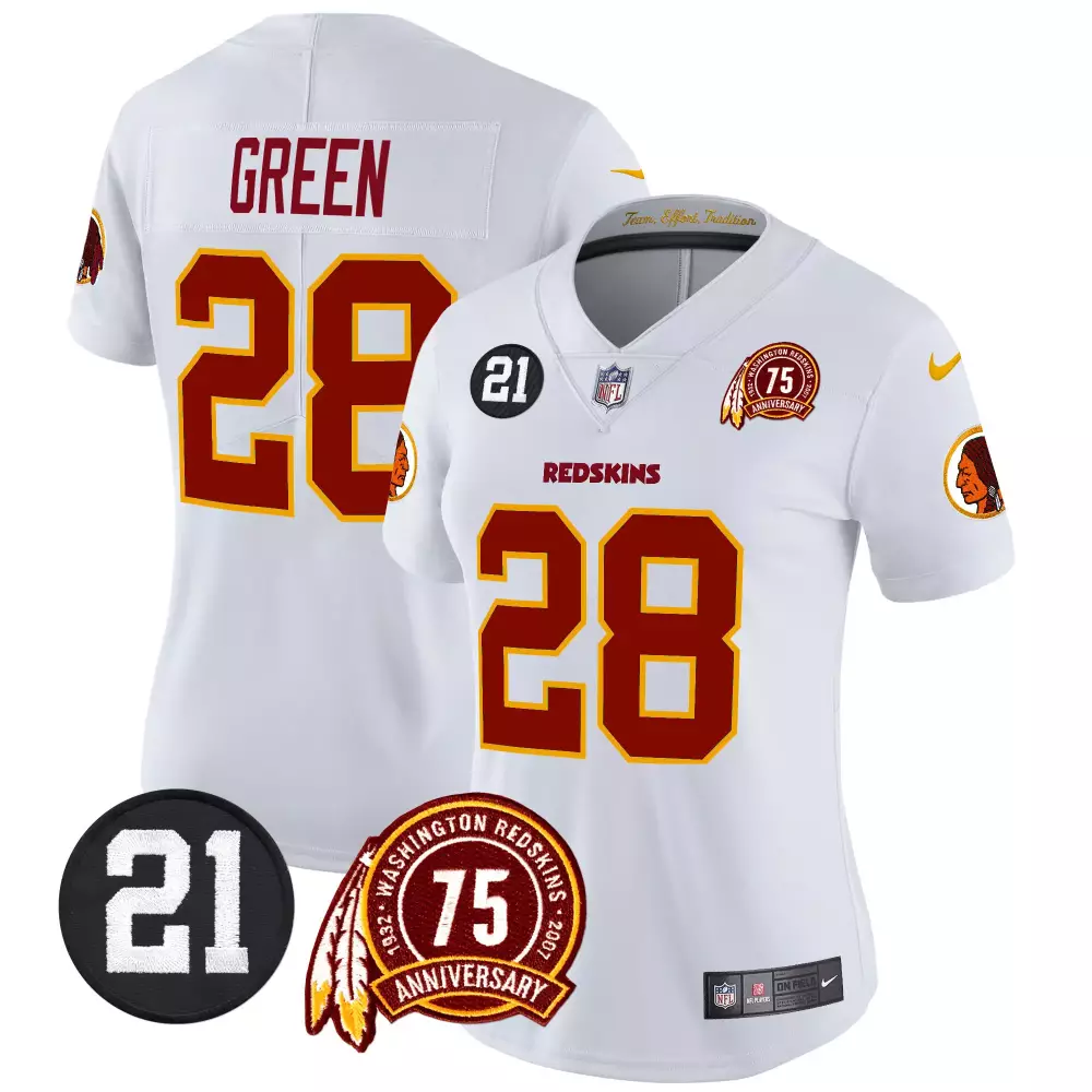 darrell green white womens washington redskins 75th sean taylor patch vapor limited jersey all stitched