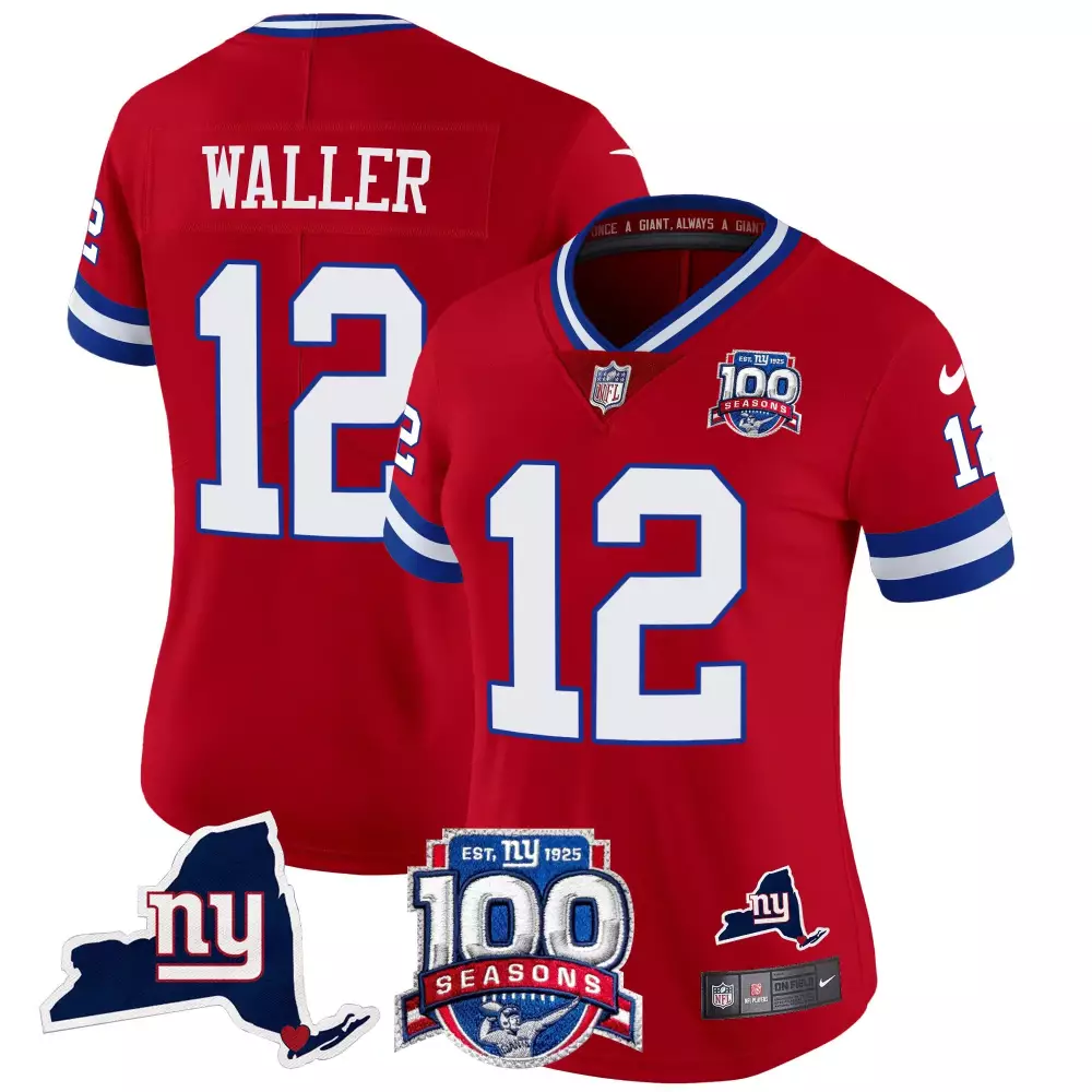 Waller New York Giants 100th Season Red Women's Limited Jersey | Stitched Vapor Fan Gear | For Men, Women & Youth