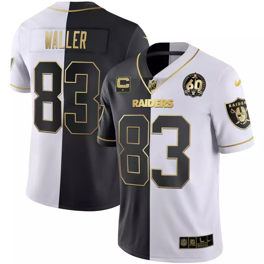 Darren Waller Black Gold Women's Raiders Inaugural Season Patch Jersey | Gold Split Design | Stitched Fan Gear | For Men, Women & Youth