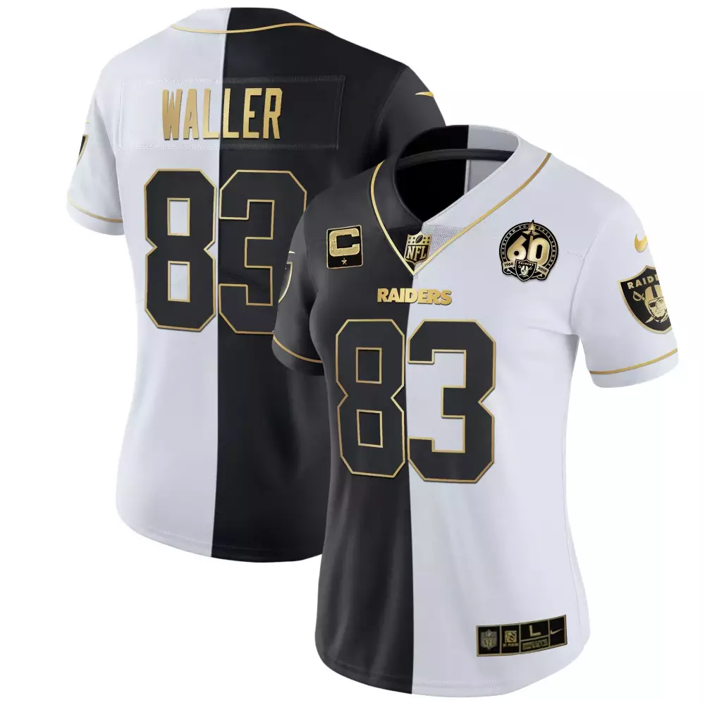 Darren Waller Black Gold Women's Raiders Inaugural Season Patch Jersey | Gold Split Design | Stitched Fan Gear | For Men, Women & Youth