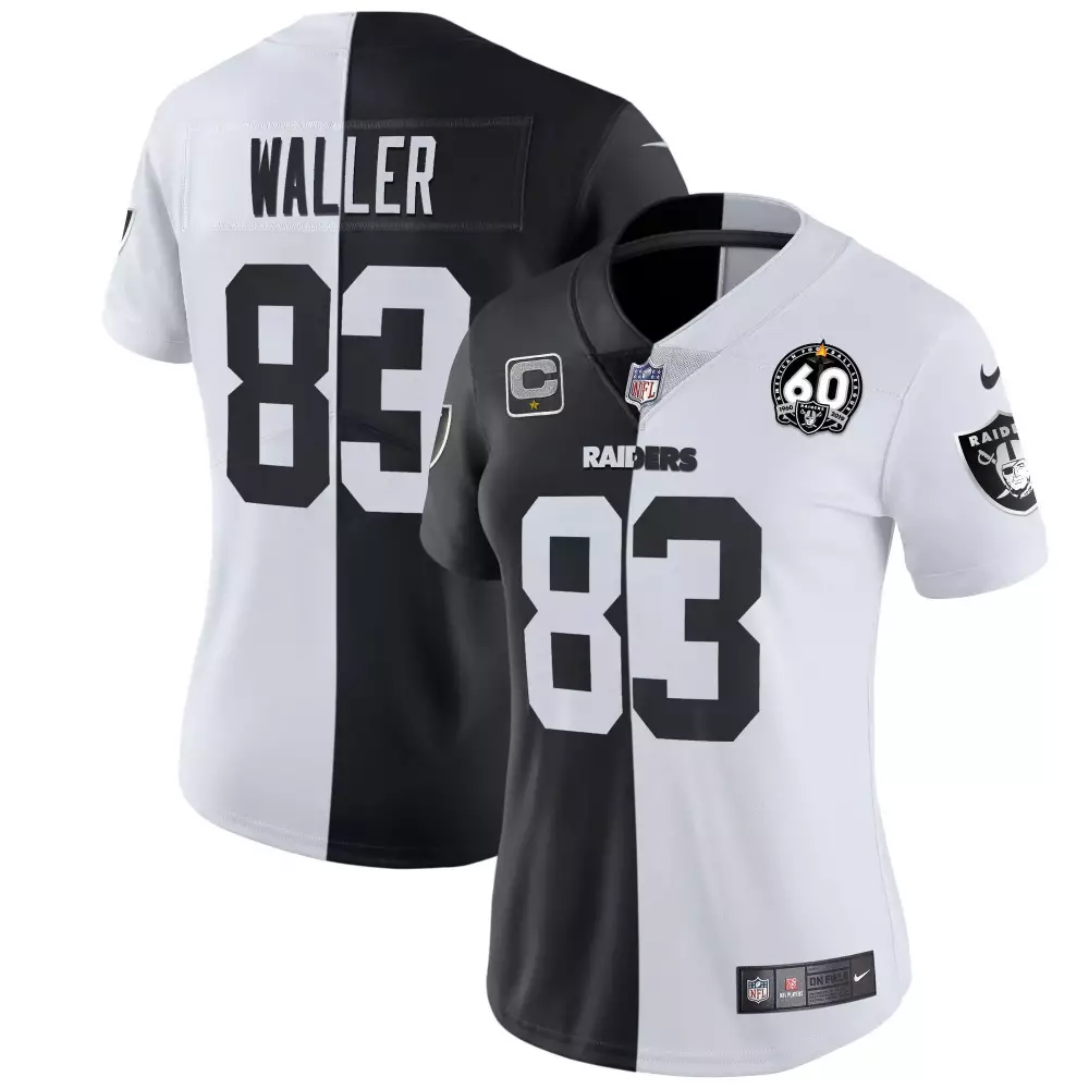 Darren Waller Black Gold Women's Raiders Inaugural Season Patch Jersey | Gold Split Design | Stitched Fan Gear | For Men, Women & Youth