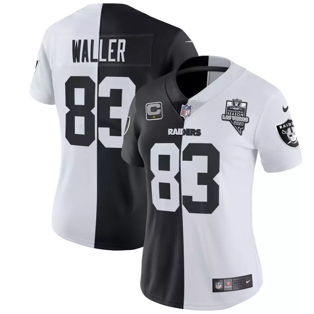 Darren Waller Gold Split Women's Raiders Inaugural Season Patch Jersey | All Stitched Fan Gear | For Men, Women & Youth