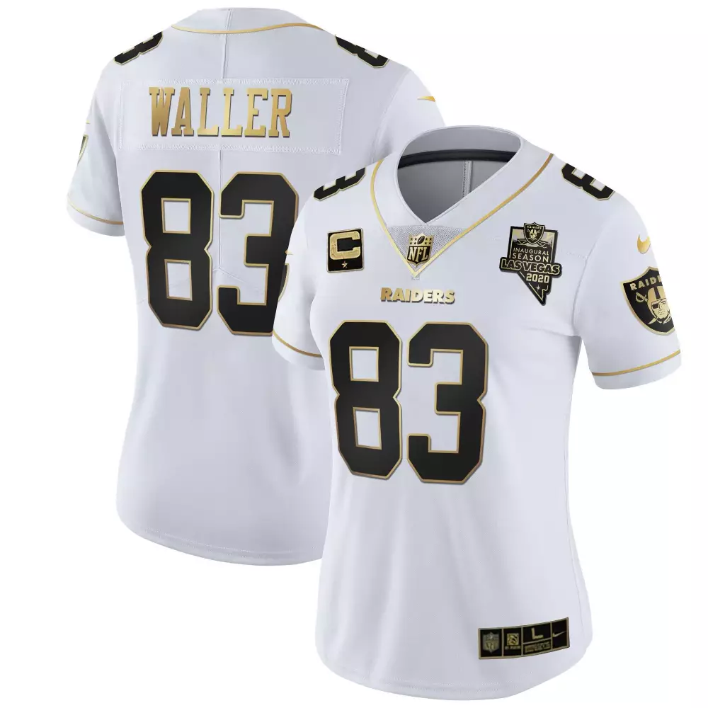 Darren Waller Women's White Gold Raiders Jersey | Inaugural Season Patch | Stitched Fan Gear | For Men, Women & Youth