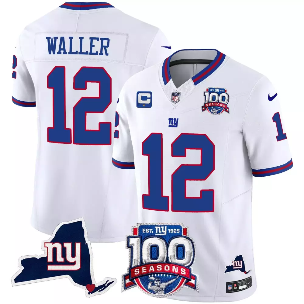 Waller New York Giants 100th Season White Men's Limited Jersey | Stitched Vapor Fan Gear | For Men, Women & Youth
