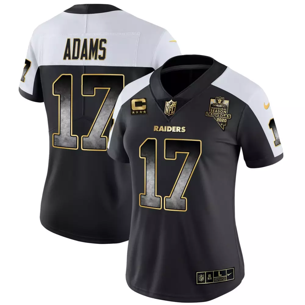 Davante Adams Alternate Women's Raiders Gold Arch Smoke Vapor Jersey | Stitched | Replica Fan Gear | For Men, Women & Youth