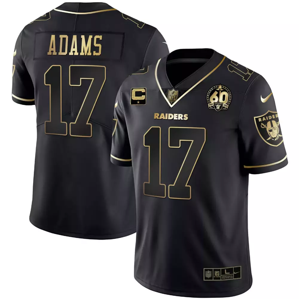 davante adams black gold mens las vegas raiders 2024 gold vapor limited jersey 65th anniversary all stitched