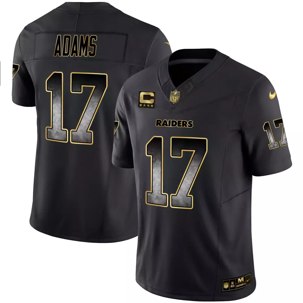 davante adams black gold mens las vegas raiders 2024 gold vapor limited jersey 65th anniversary all stitched