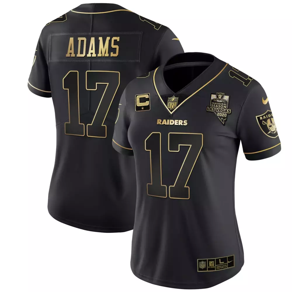 Davante Adams Black Gold Women's Raiders Inaugural Season Jersey | Stitched Gold Split Design | Limited Edition Fan Gear | For Men, Women & Youth