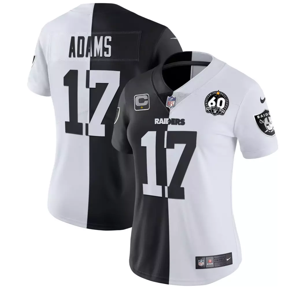 Davante Adams Las Vegas Raiders Split Women's Jersey | All Stitched | 60th Season Patch | Fan Gear for Women