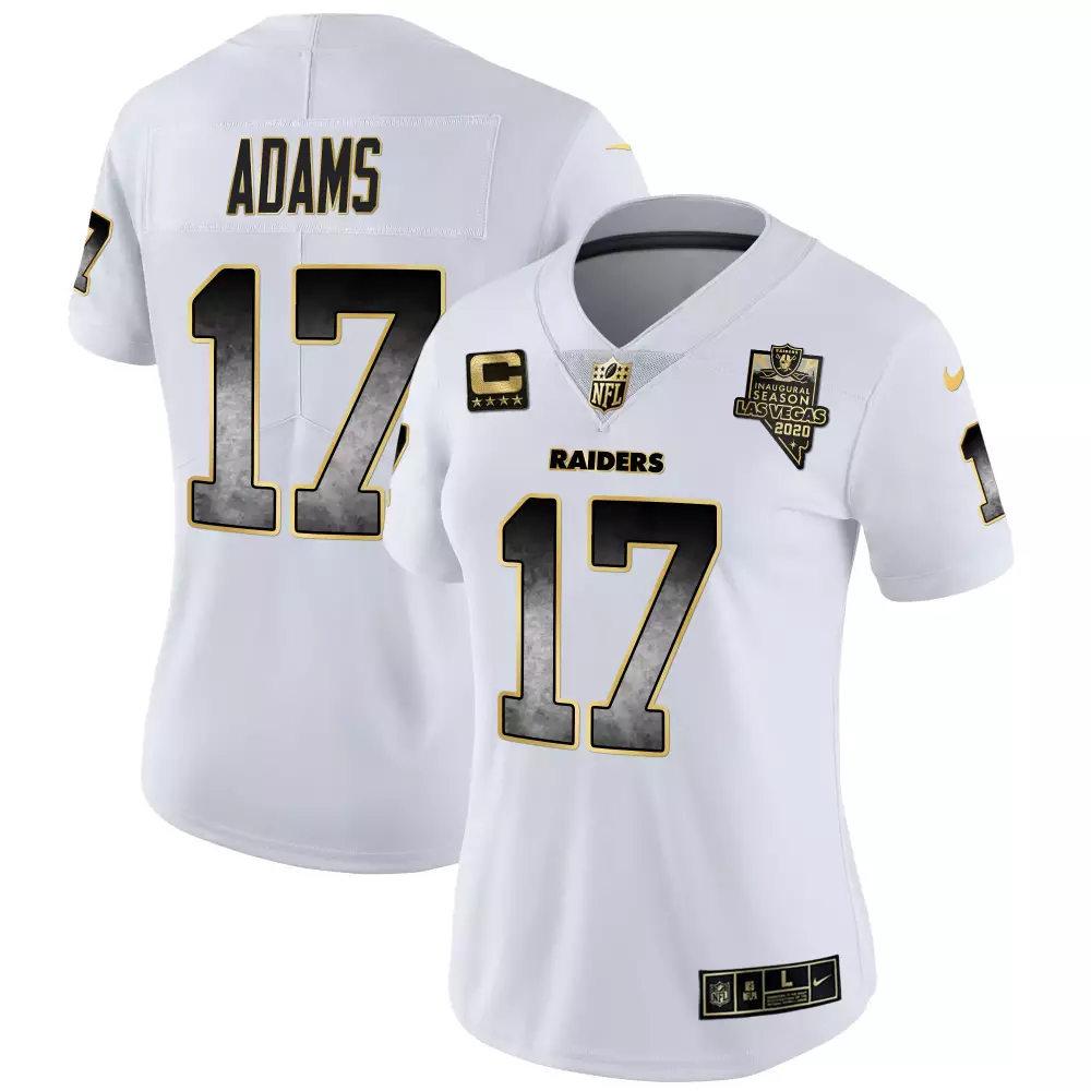 davante adams white gold mens las vegas raiders raider4life patch white gold and black gold all stitched