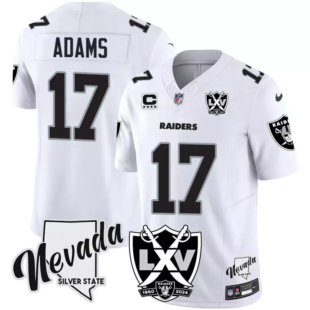 davante adams white gold mens las vegas raiders raider4life patch white gold and black gold all stitched