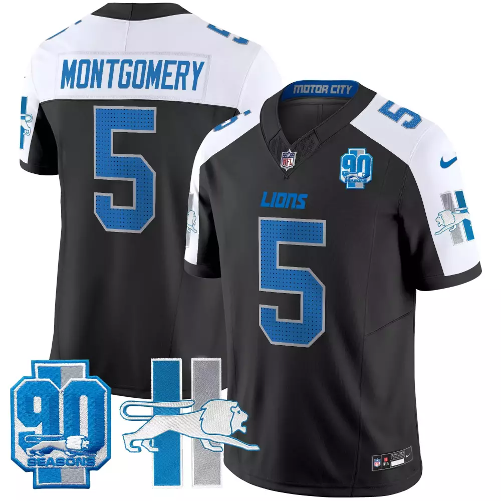David Montgomery Alternate Women's Detroit Lions 2023 NFC North Champions Patch Gold Vapor Jersey | All Stitched | For Women | For Men, Women & Youth