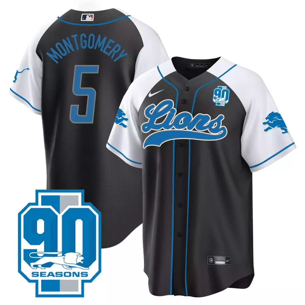 david montgomery black alternate mens detroit lions 90th year michigan patch vapor jersey all stitched