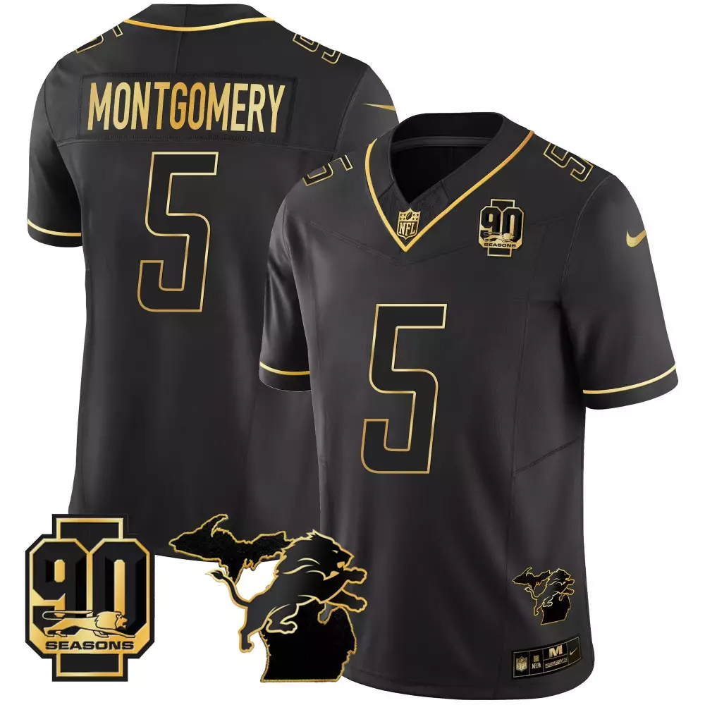 David Montgomery 2024 Michigan 90th Year Women's Jersey | Black Gold Vapor Limited | Stitched Fan Gear | For Men, Women & Youth
