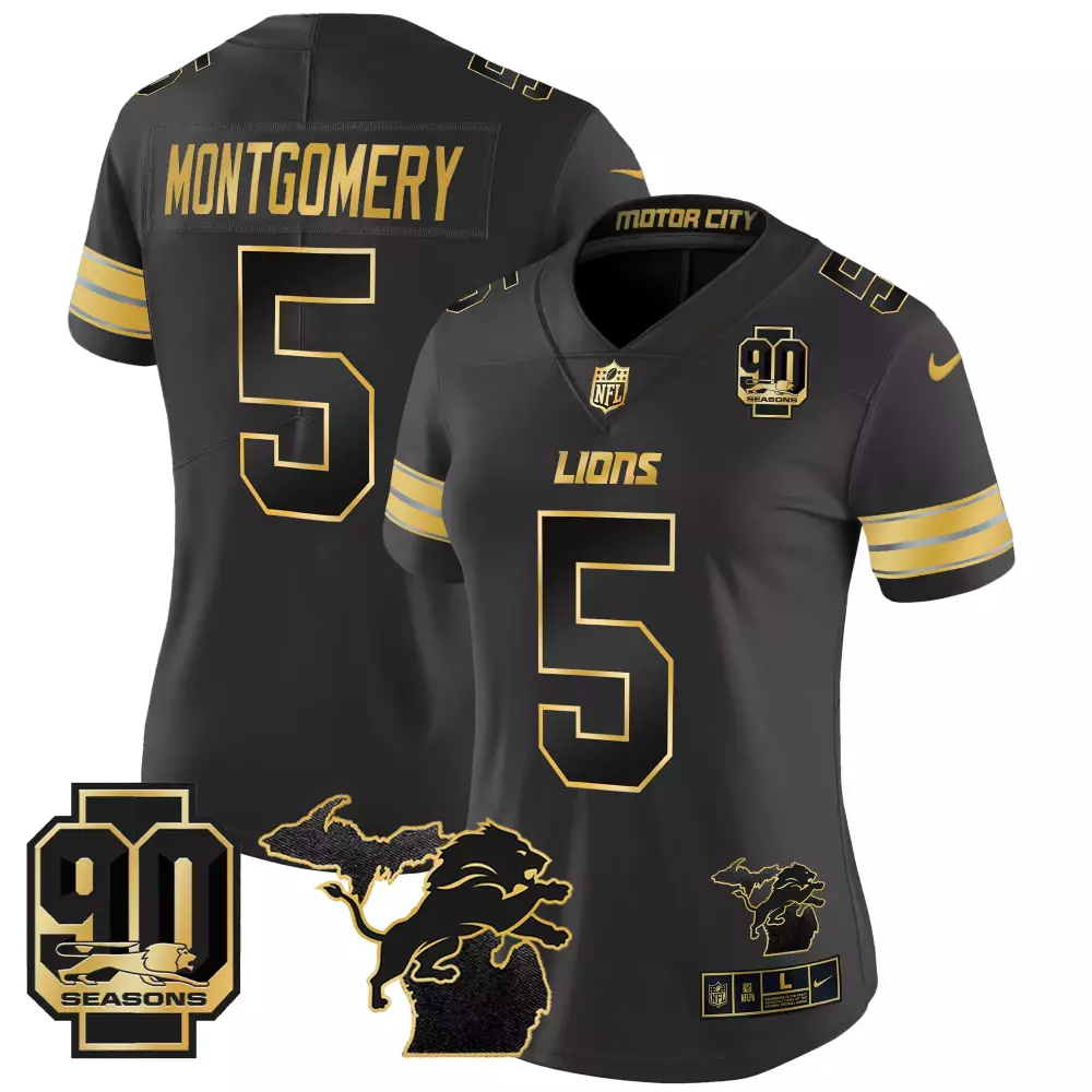 David Montgomery 2024 Michigan 90th Year Women's Jersey | Black Gold Vapor Limited | Stitched Fan Gear | For Men, Women & Youth