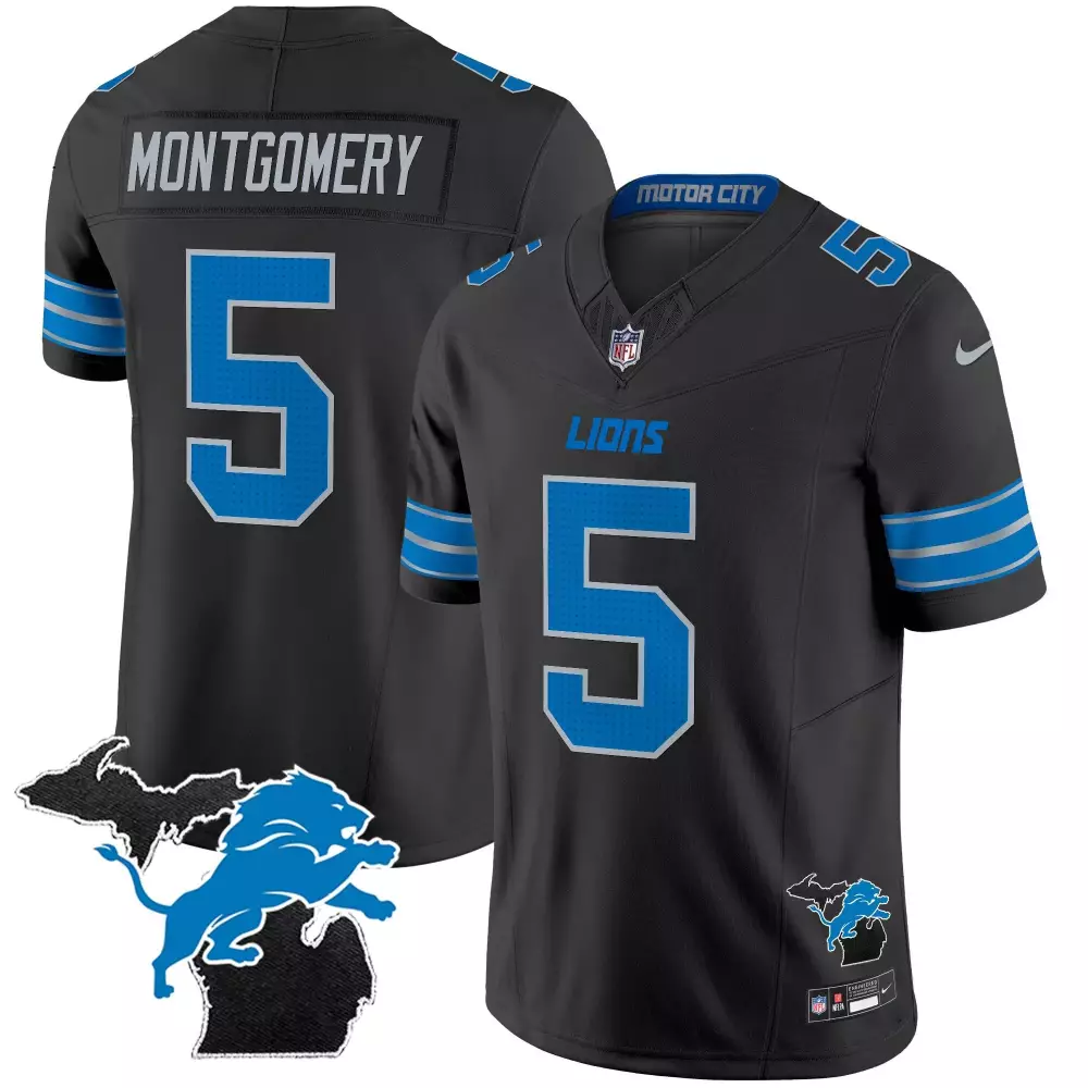 david montgomery black mens detroit lions 2024 michigan patch vapor limited jersey all stitched