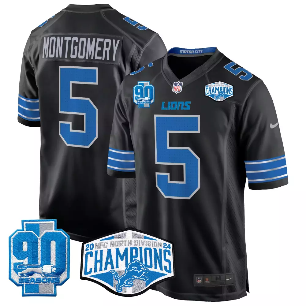 david montgomery black mens detroit lions 2024 michigan patch vapor limited jersey all stitched