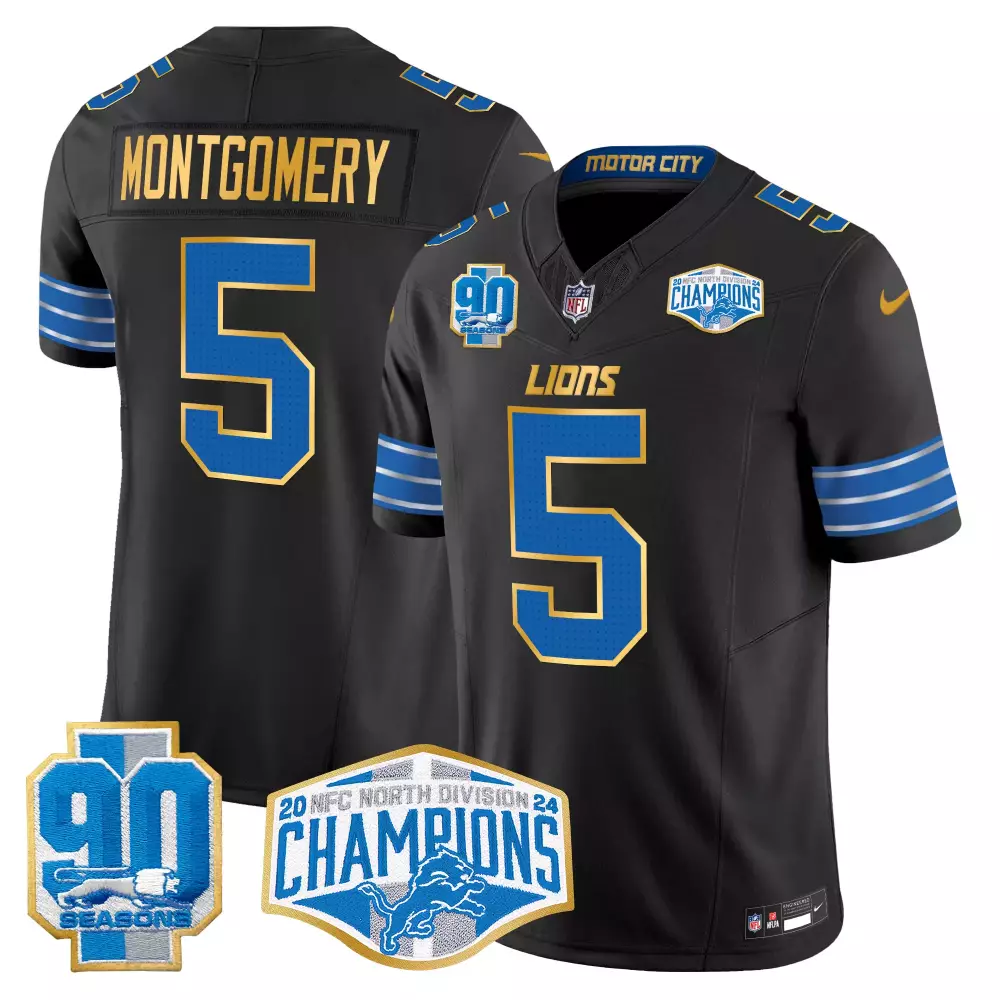 david montgomery black mens detroit lions 2024 michigan patch vapor limited jersey all stitched