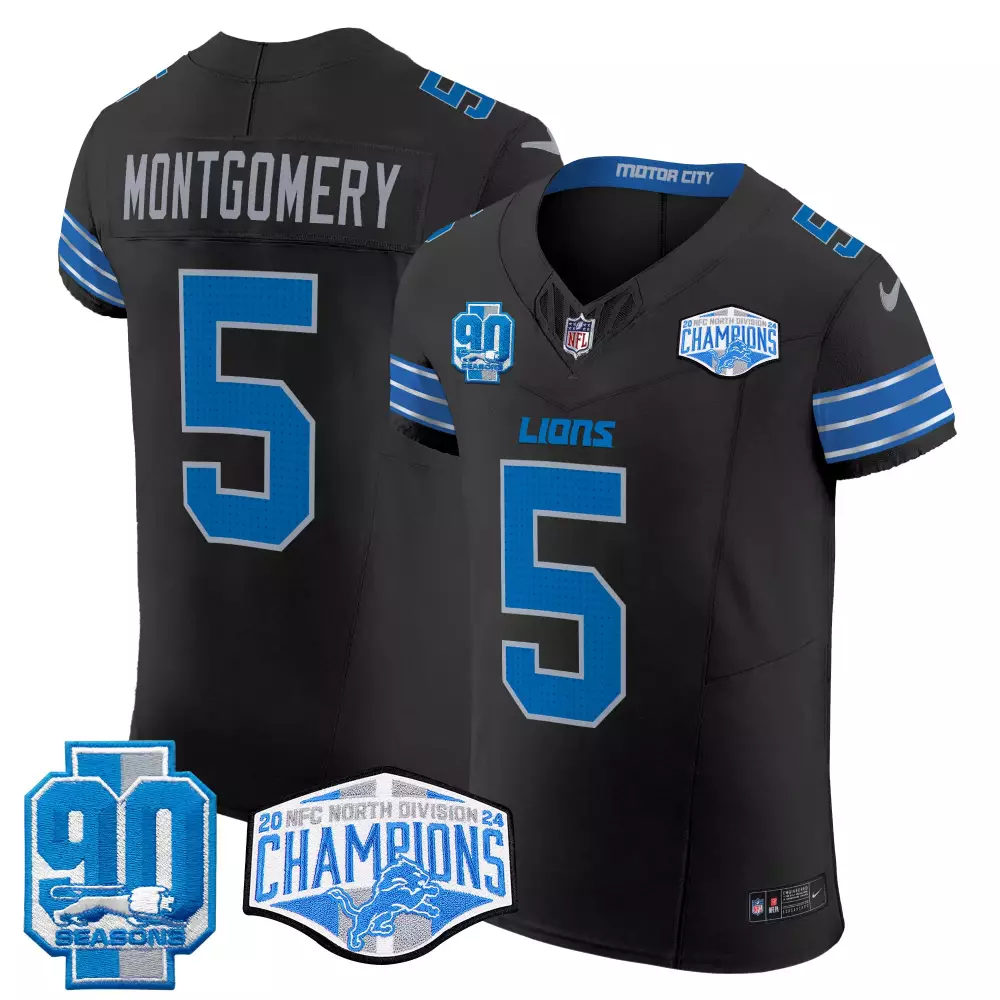 david montgomery black mens detroit lions 2024 michigan patch vapor limited jersey all stitched