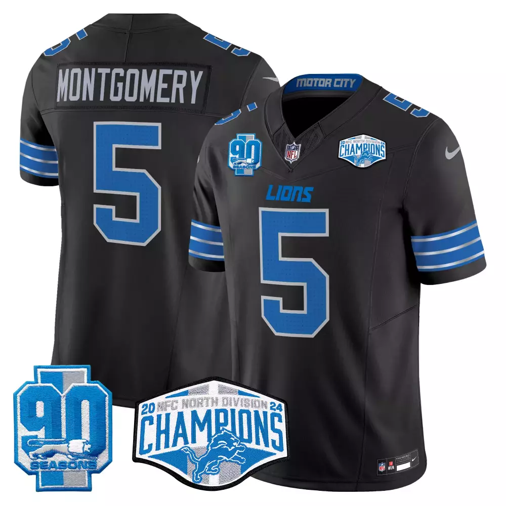 david montgomery black mens detroit lions 2024 michigan patch vapor limited jersey all stitched