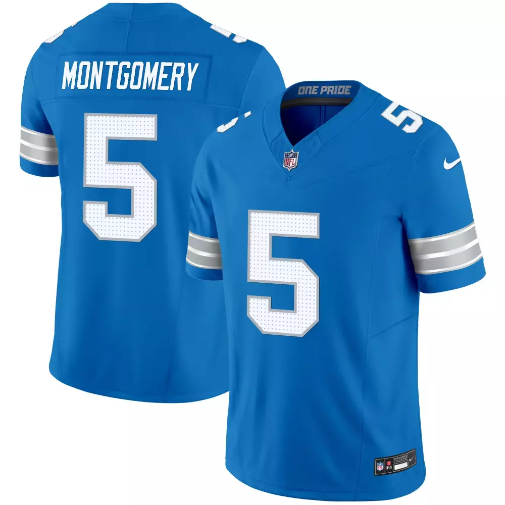 David Montgomery Lions 2024 NFC North Division Champions Gold Trim Vapor Limited Jersey | Blue Stitched Fan Gear | For Men, Women & Youth