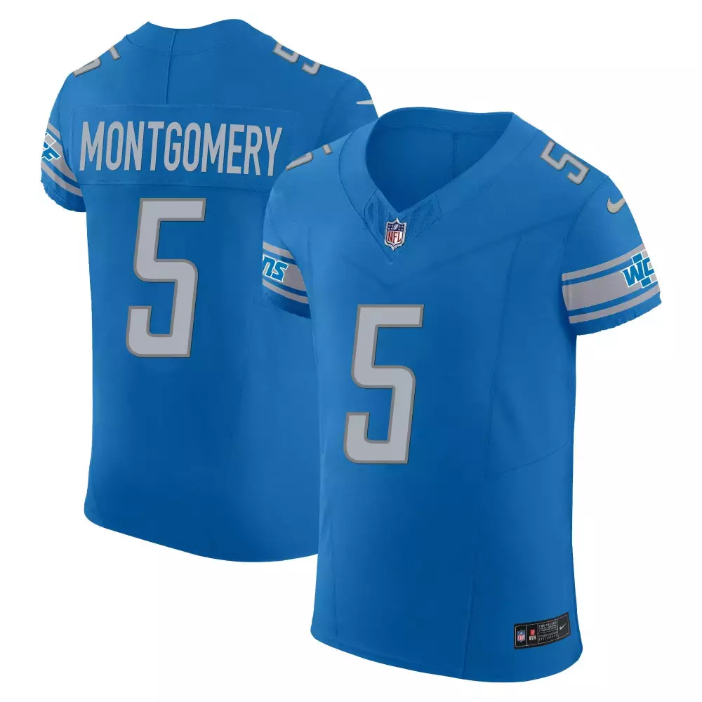 David Montgomery Lions 90th Year Patch Vapor Limited Jersey | Blue Stitched Game Day Outfit | For Men, Women & Youth