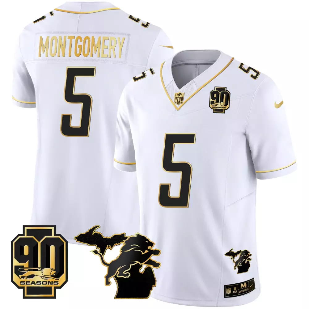 David Montgomery 2024 Michigan 90th Year Women's Jersey | Black Gold Vapor Limited | Stitched Fan Gear | For Men, Women & Youth