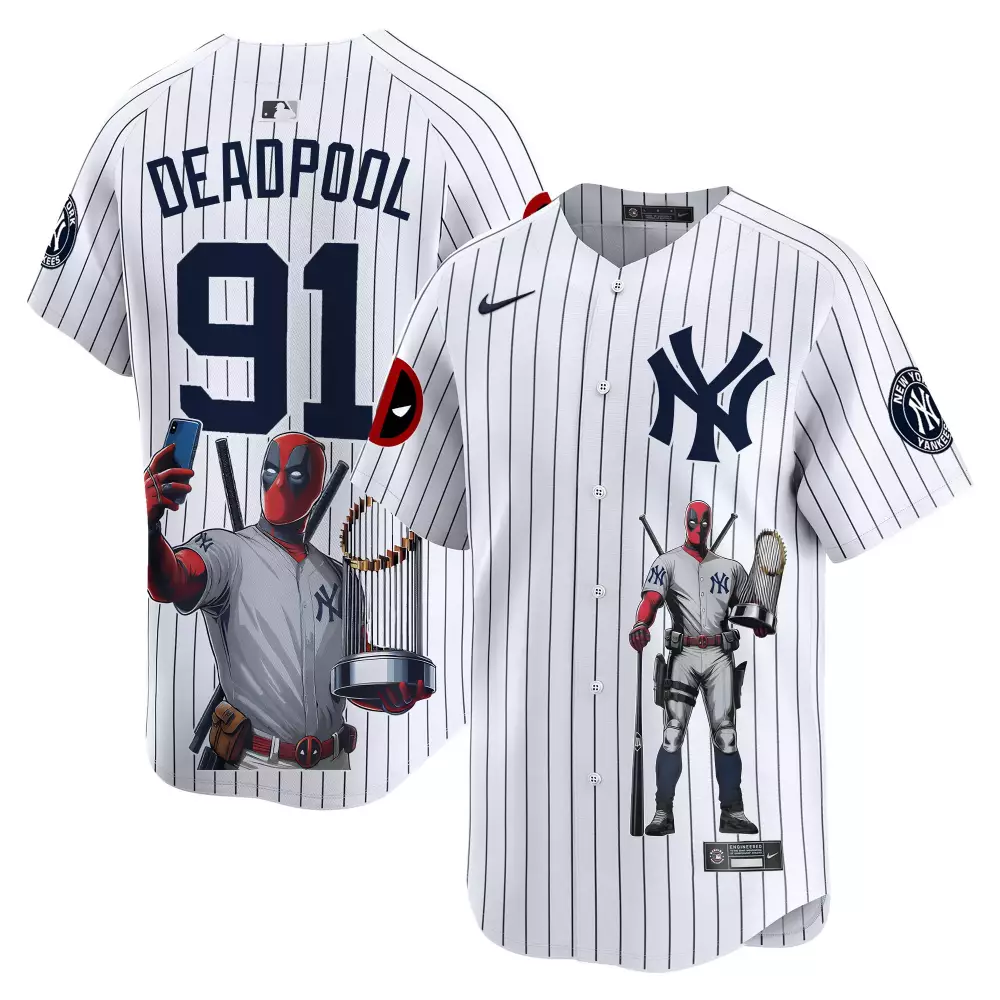 deadpool red unisex new york yankees deadpool premier limited jersey printed