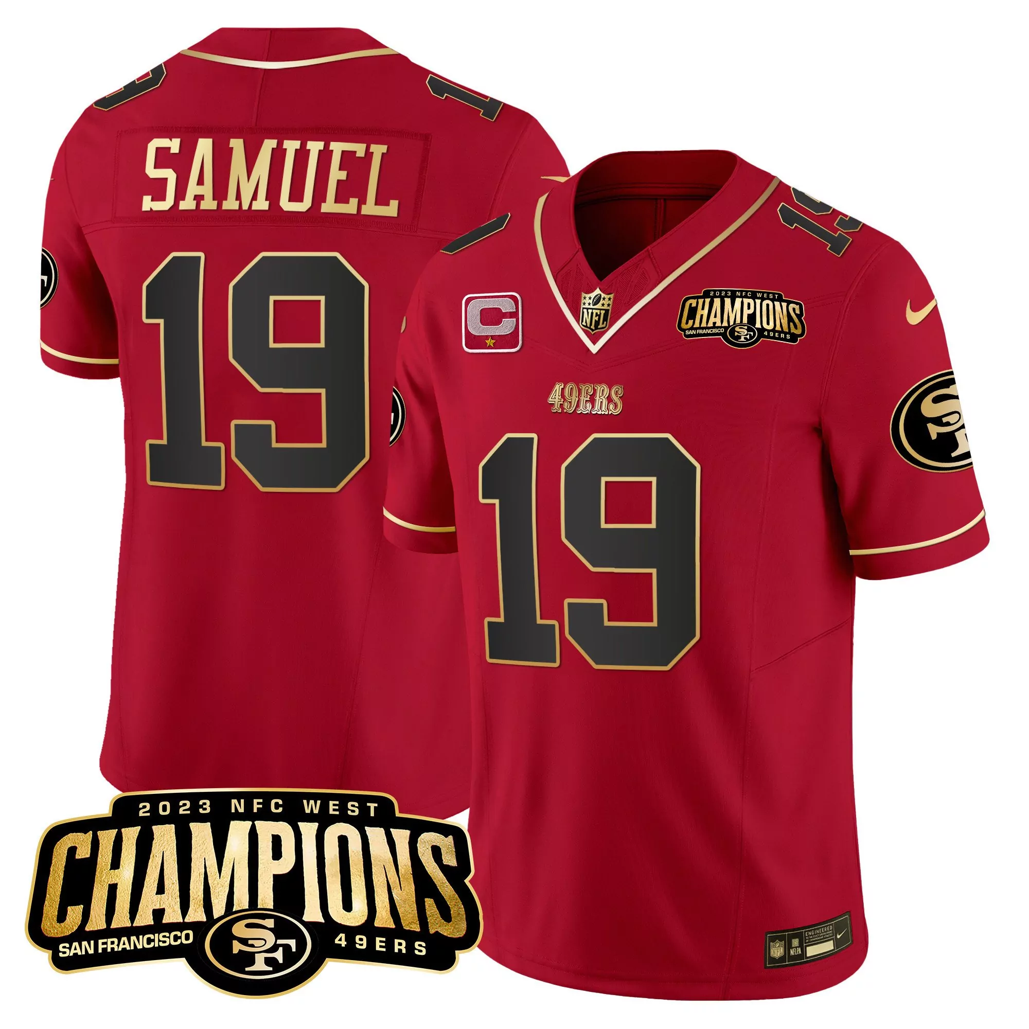 deebo samuel scarlet limited mens 49ers 2023 nfc west champions patch vapor jersey v2 all stitched