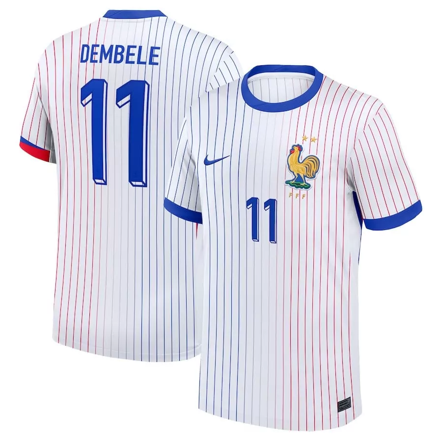 dembele away mens france 2024 stadium homeaway soccer jersey