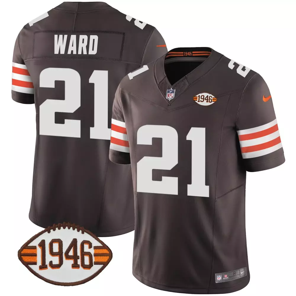 denzel ward black limited womens cleveland browns 32 jim brown memorial patch gold jersey all stitched