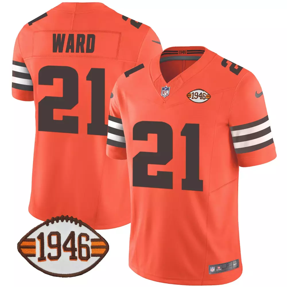 Denzel Ward Orange Men's Cleveland Browns 1946 Jersey | Stitched 75th Anniversary Fan Gear | For Men, Women & Youth