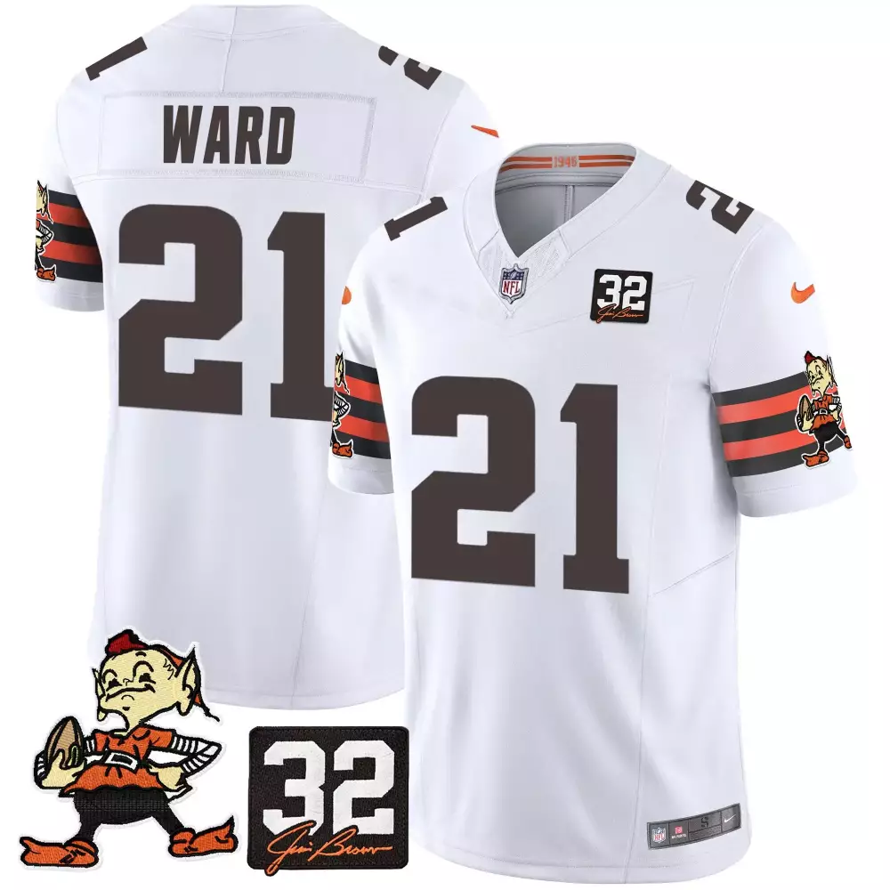 Denzel Ward White Men's Cleveland Browns Vapor Elite Jersey | Stitched Fan Gear | For Men, Women & Youth