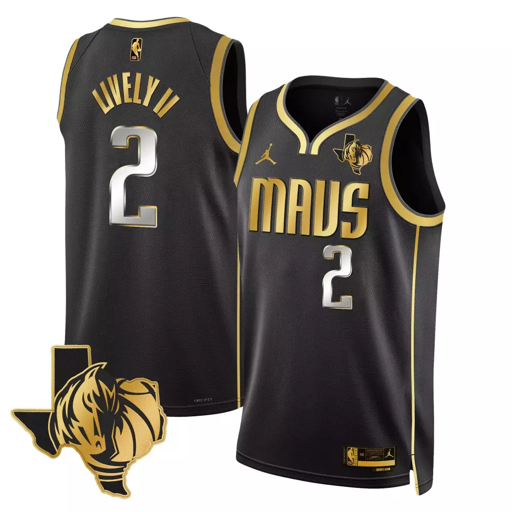 dereck lively ii black gold mens dallas mavericks swingman jersey all stitched