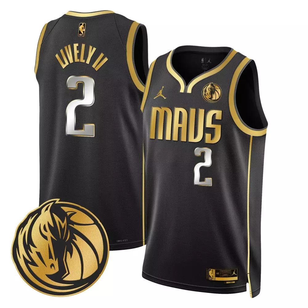 dereck lively ii black gold mens dallas mavericks swingman jersey all stitched