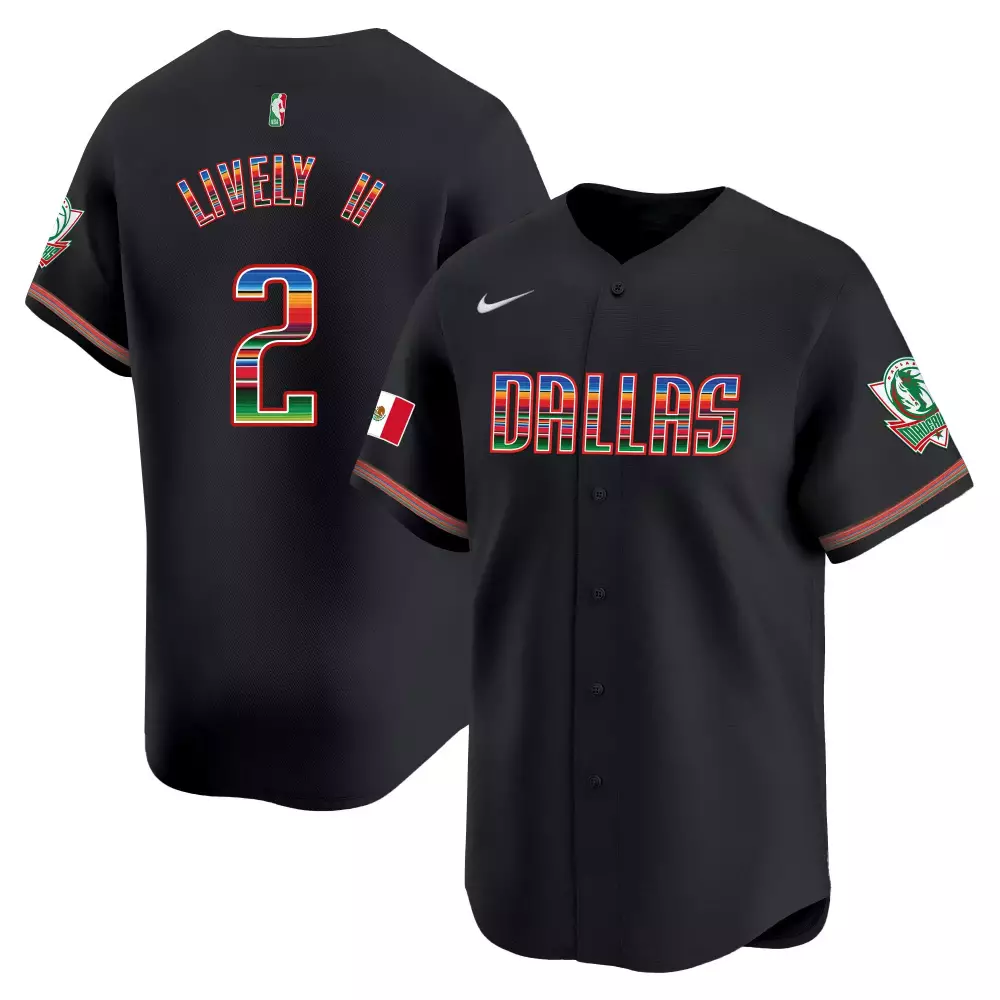 dereck lively ii black mens dallas mavericks mexico vapor baseball jersey all stitched