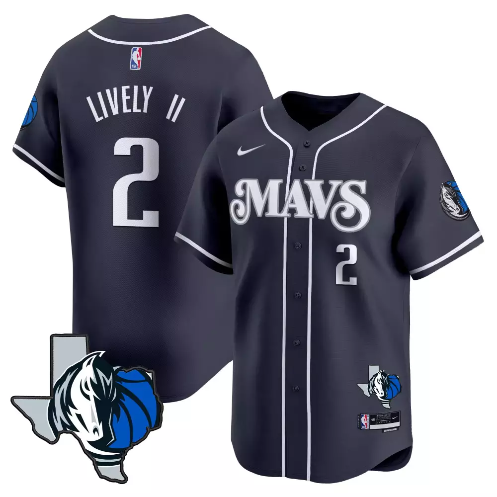 dereck lively ii navy mens dallas mavericks 2024 finals texas patch baseball jersey all stitched