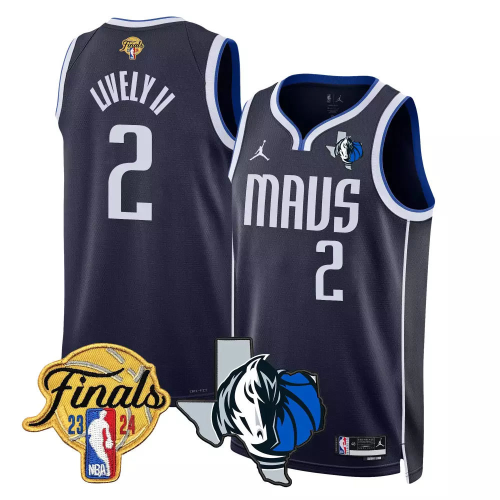 dereck lively ii navy mens dallas mavericks 2024 finals texas patch baseball jersey all stitched