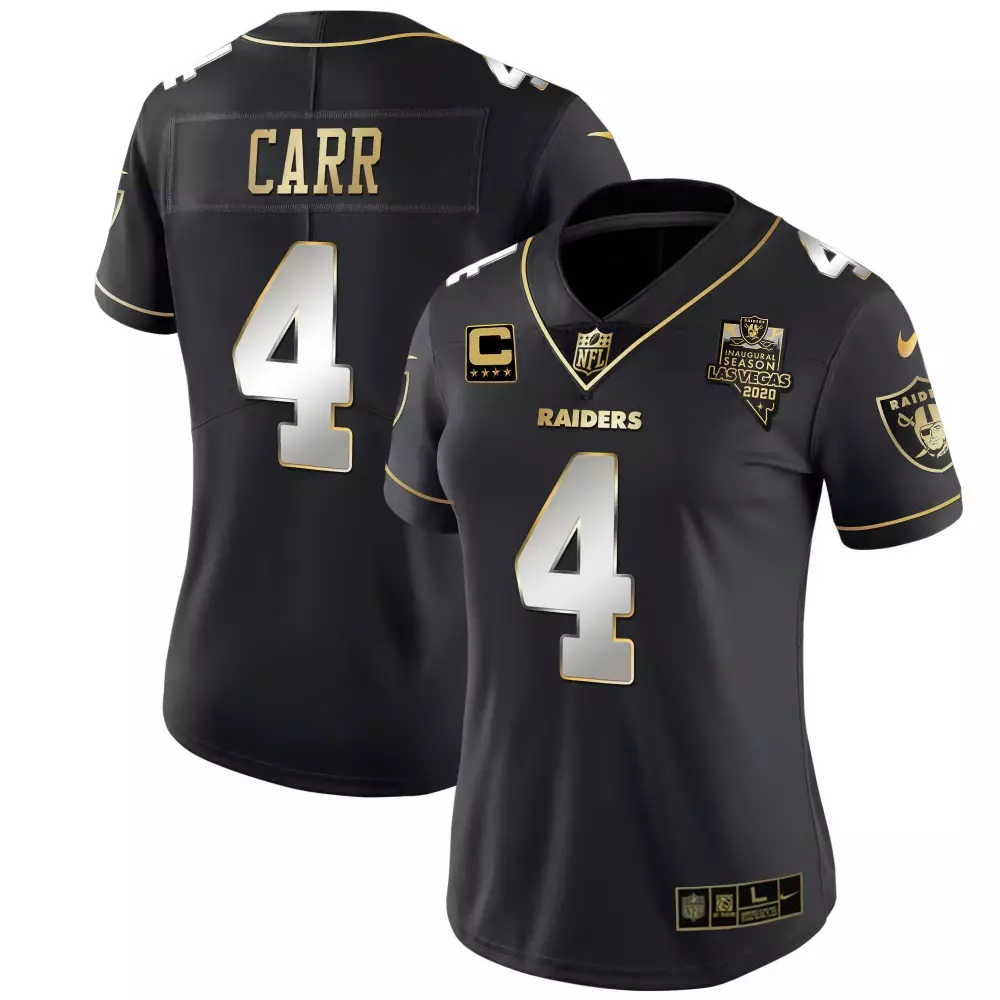 Derek Carr Women's Black Limited Inaugural Season Patch Jersey | All Stitched Fan Gear | For Women, Men & Youth