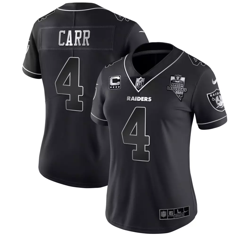 Derek Carr Women's Black Limited Inaugural Season Patch Jersey | All Stitched Fan Gear | For Women, Men & Youth