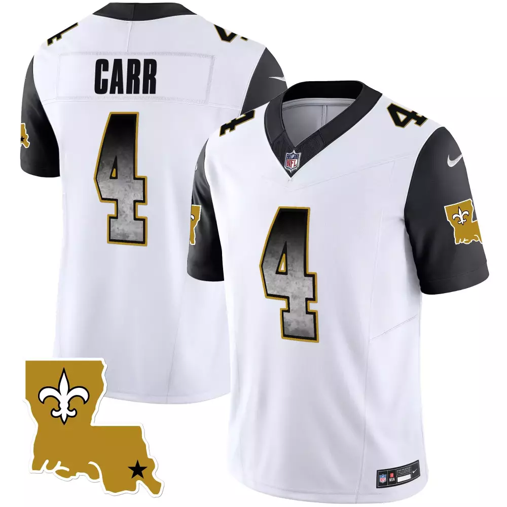 Carr Black Sleeves Men's 1987 Legacy Arch Smoke Jersey | New Orleans Saints | All Stitched | For Men, Women & Youth