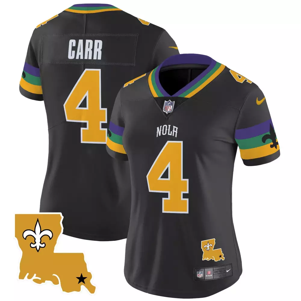 Derek Carr New Orleans Saints 2024 City Vapor Limited Jersey | Black Stitched | Women's Fan Gear | For Men, Women & Youth