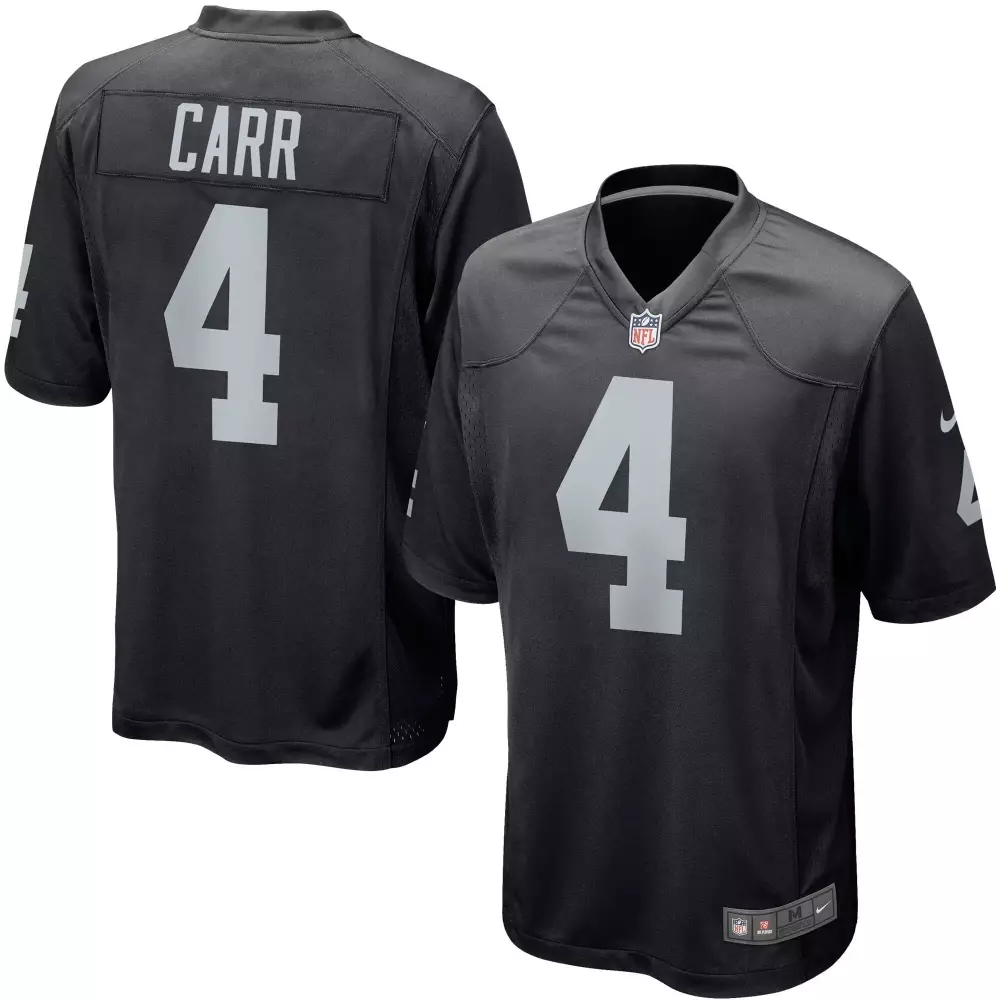 Derek Carr Men's Game Black Jersey | All Stitched Fan Gear | For Men, Women & Youth