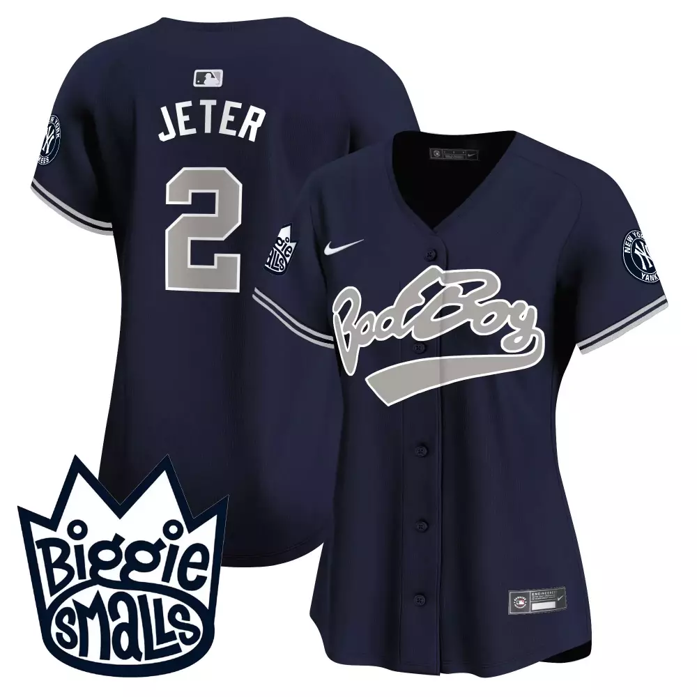 Derek Jeter Yankees Biggie Smalls Cream Jersey | Vapor Premier Limited Edition | All Stitched Fan Gear for Women