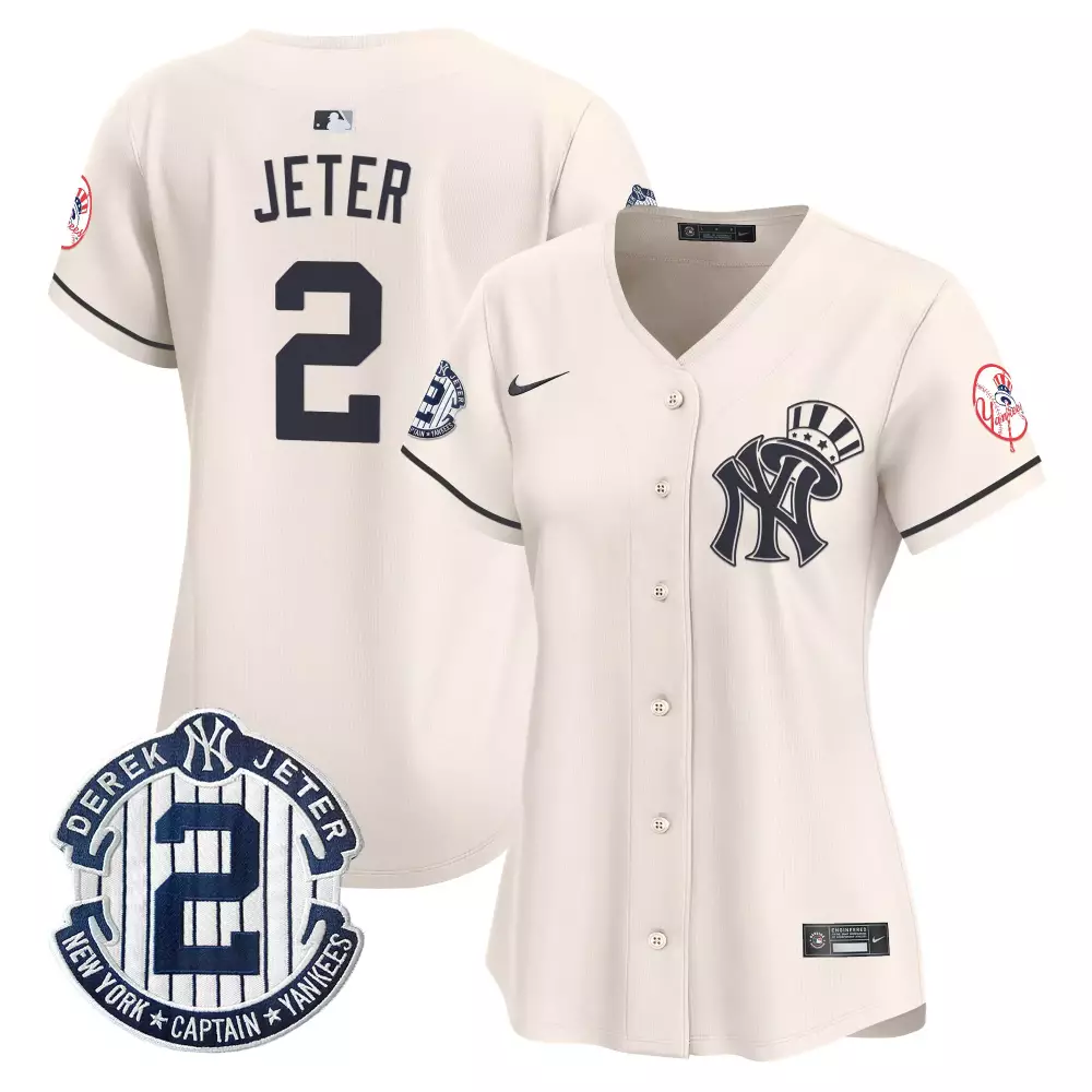 Derek Jeter Yankees Deadpool Cream Jersey | Vapor Premier Limited Edition | Printed Fan Gear for Men, Women & Youth