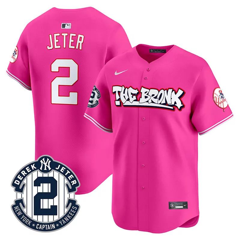 derek jeter pink mens new york yankees the bronx graffiti vapor premier limited jersey v2 all stitched